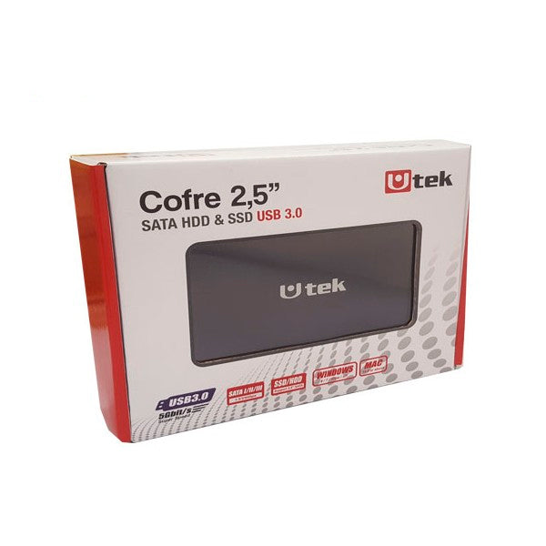 Cofre Porta Disco Duro SATA 2.5" USB 3.0 de Aluminio (Modelo: UT-HDD030BL)