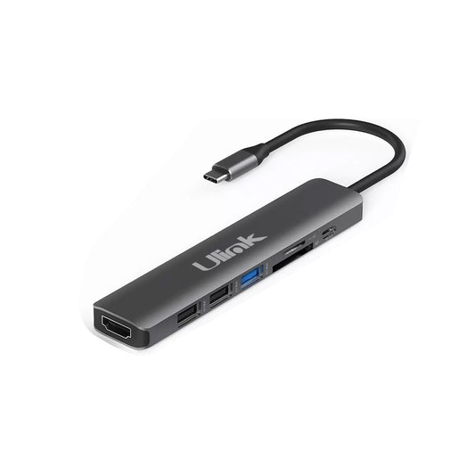 Hub USB-C 7 en 1 Ulink - HDMI 4K, USB 3.0 y Carga 100W PD