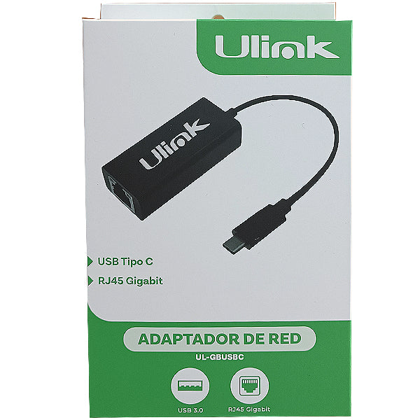 Adaptador USB Tipo C a Red Gigabit Ethernet 10/100/1000 Mbps (UL-GBUSBC)