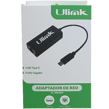 Adaptador USB Tipo C a Red Gigabit Ethernet 10/100/1000 Mbps (UL-GBUSBC)