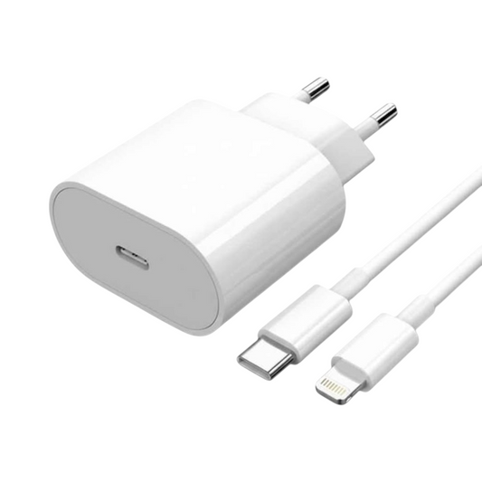 Cargador Carga Rápida 20W para iPhone + Cable USB-C a Lightning