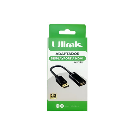 Adaptador de Video DisplayPort Macho a HDMI Hembra 4K (UL-DPHDMI)