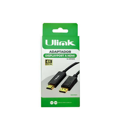 Cable de Video DisplayPort Macho a HDMI 4K Ultra HD de 1.8 Metros (Modelo: UL-DPHD18)