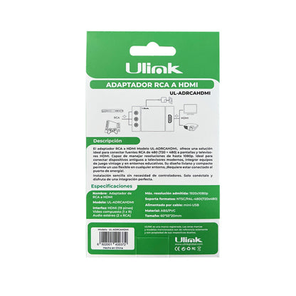 Adaptador Conversor RCA a HDMI / AV a HDMI - ULink