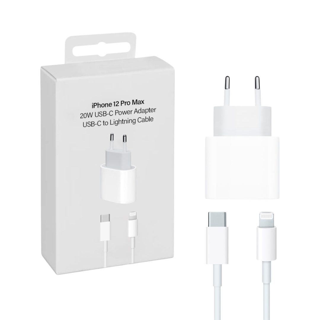 Cargador Carga Rápida 20W para iPhone + Cable USB-C a Lightning
