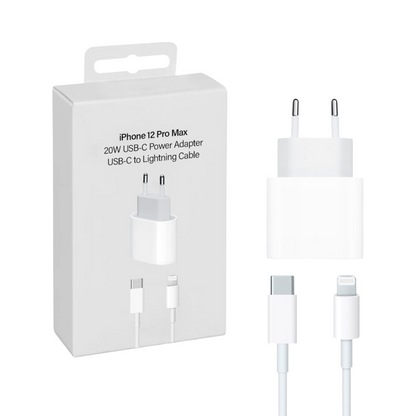Cargador Carga Rápida 20W para iPhone + Cable USB-C a Lightning
