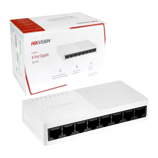 Switch Hikvision 8 Puertos Gigabit 10/100/1000M RJ45 (Plástico)