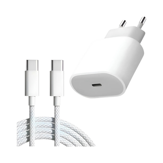 Cargador 20W Carga Rápida USB-C a USB-C (iPhone 15, 16 y Android)