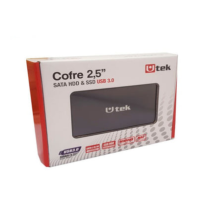 Cofre Porta Disco Duro SATA 2.5" USB 3.0 de Aluminio (Modelo: UT-HDD030BL)