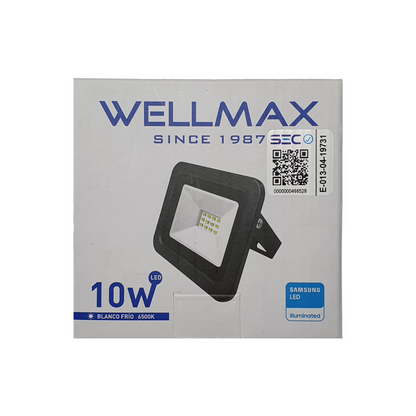 Proyector LED 10W Exterior Wellmax - Luz Fría (Samsung LED)