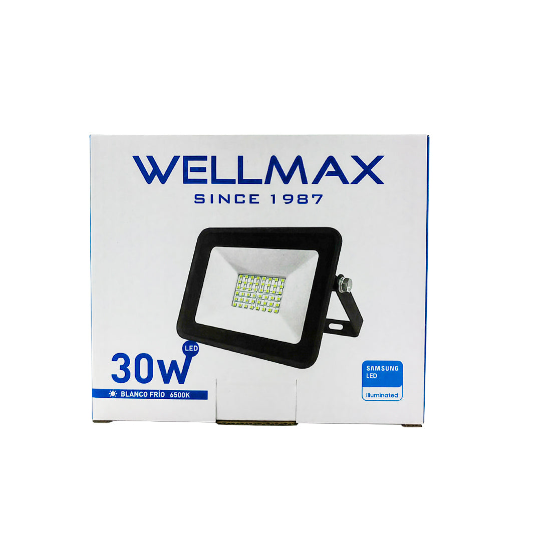 Proyector LED 30W Exterior Wellmax - Luz Fría (Samsung LED)