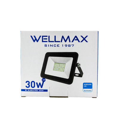 Proyector LED 30W Exterior Wellmax - Luz Fría (Samsung LED)
