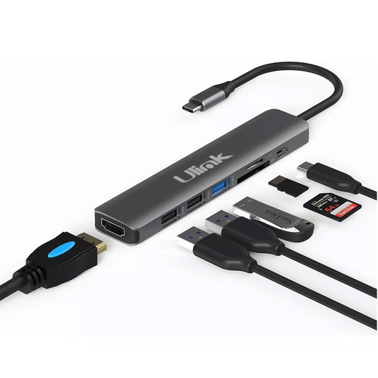 Hub USB-C 7 en 1 Ulink - HDMI 4K, USB 3.0 y Carga 100W PD