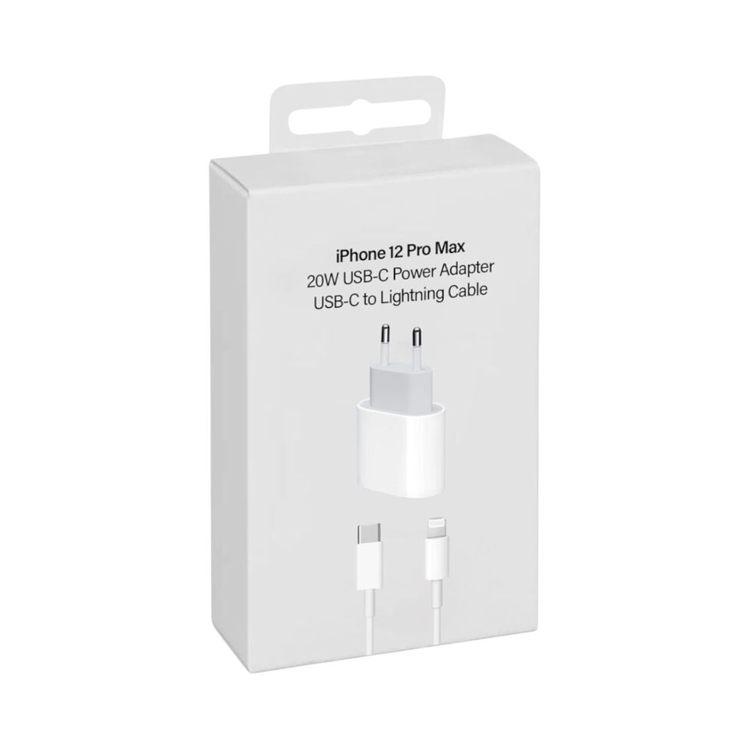 Cargador Carga Rápida 20W para iPhone + Cable USB-C a Lightning